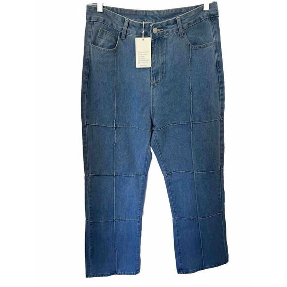 Coeur de Vague Blue Faded Fine Line Seam Jeans Size XL NEW - Picture 1 of 5